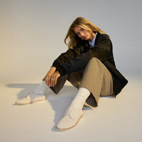 Rollie Womens Derby Bone Peacock Leather Shoe
